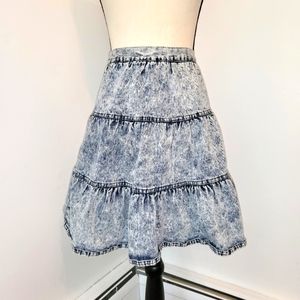 Vintage 80's acid washed tiered a-line skirt